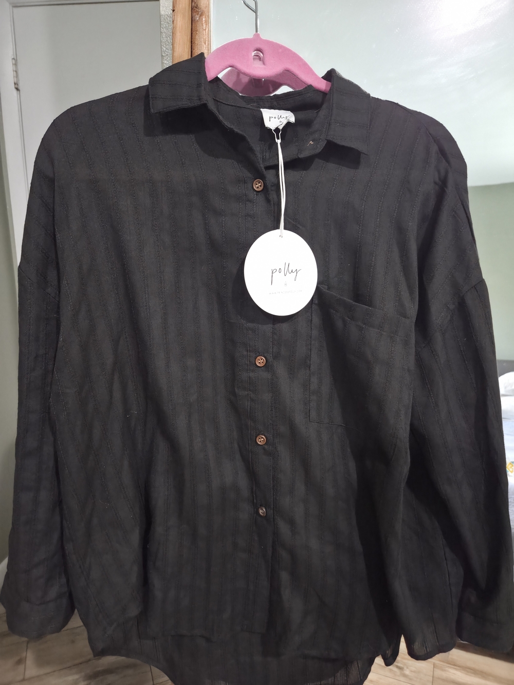 Princess Polly Black Button-Down Shirt